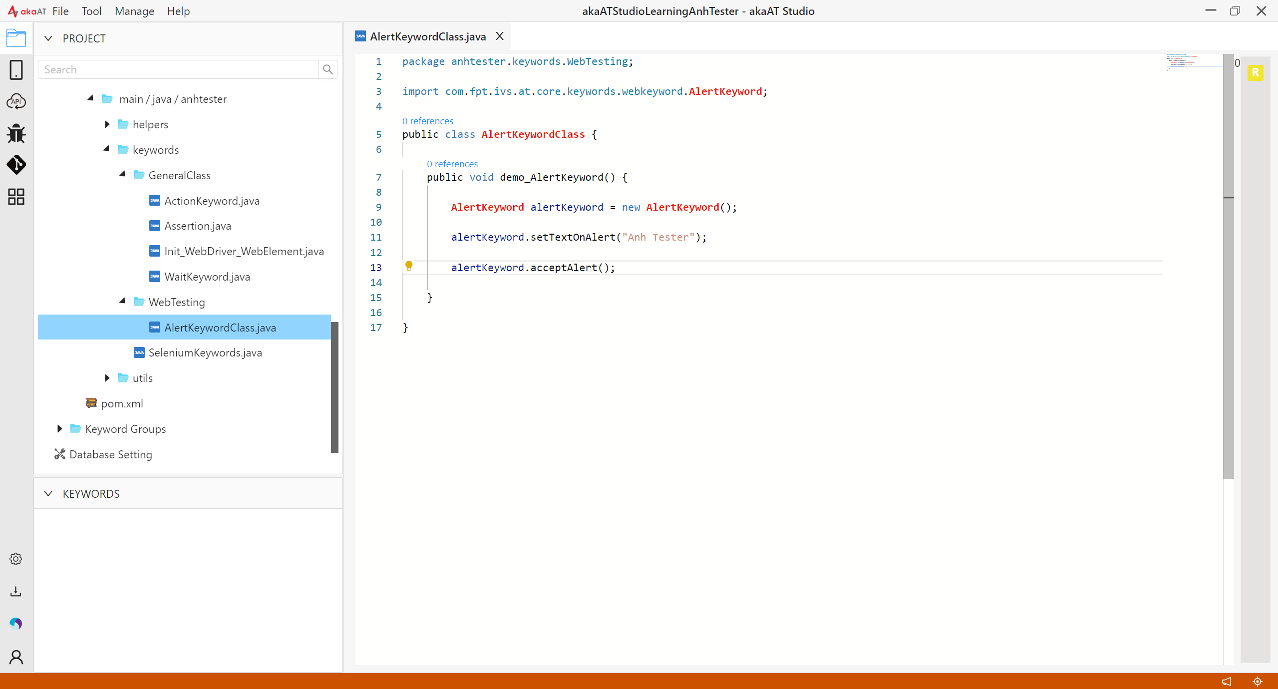 [akaAT Studio] Bài 18: Sử dụng lại Keywords của akaAT vào Custom Keywords | Anh Tester