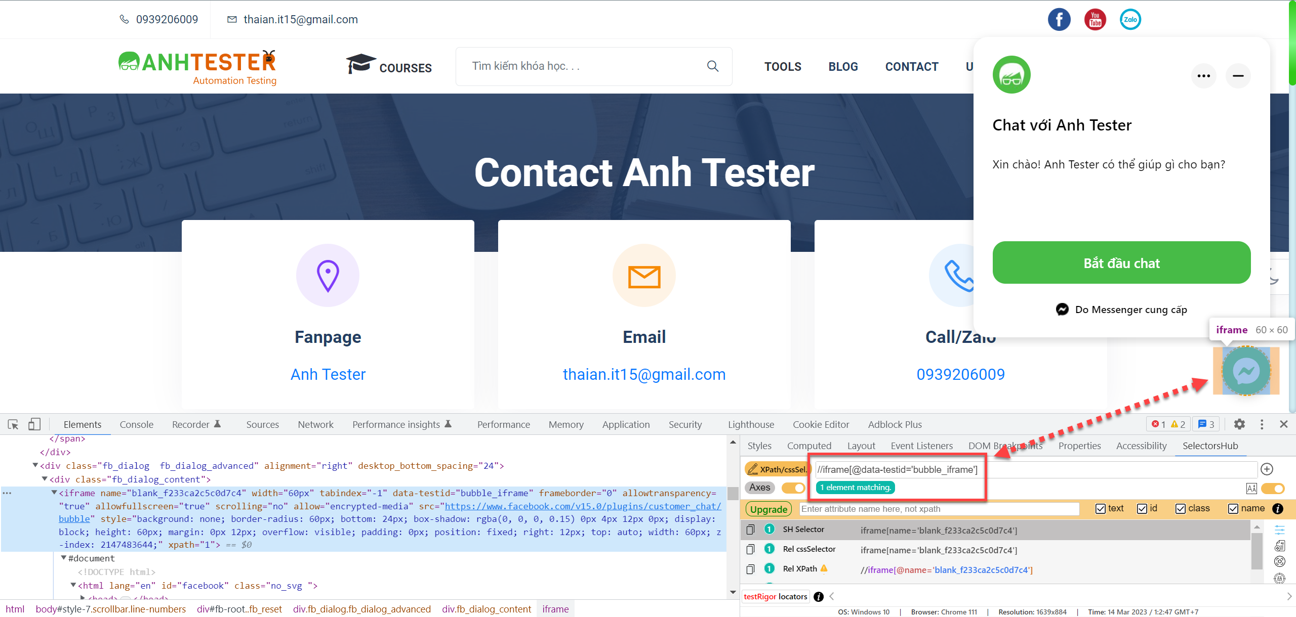 Handle Chatbox Messenger Facebook using Selenium | Anh Tester