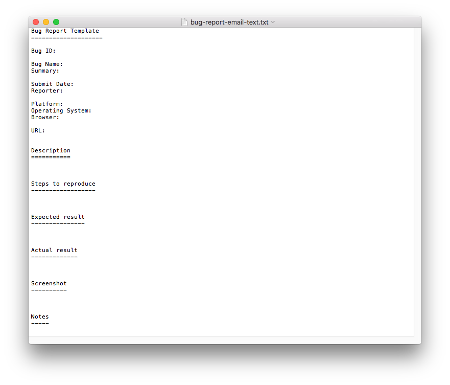 14) Reporting bugs in Email with templates