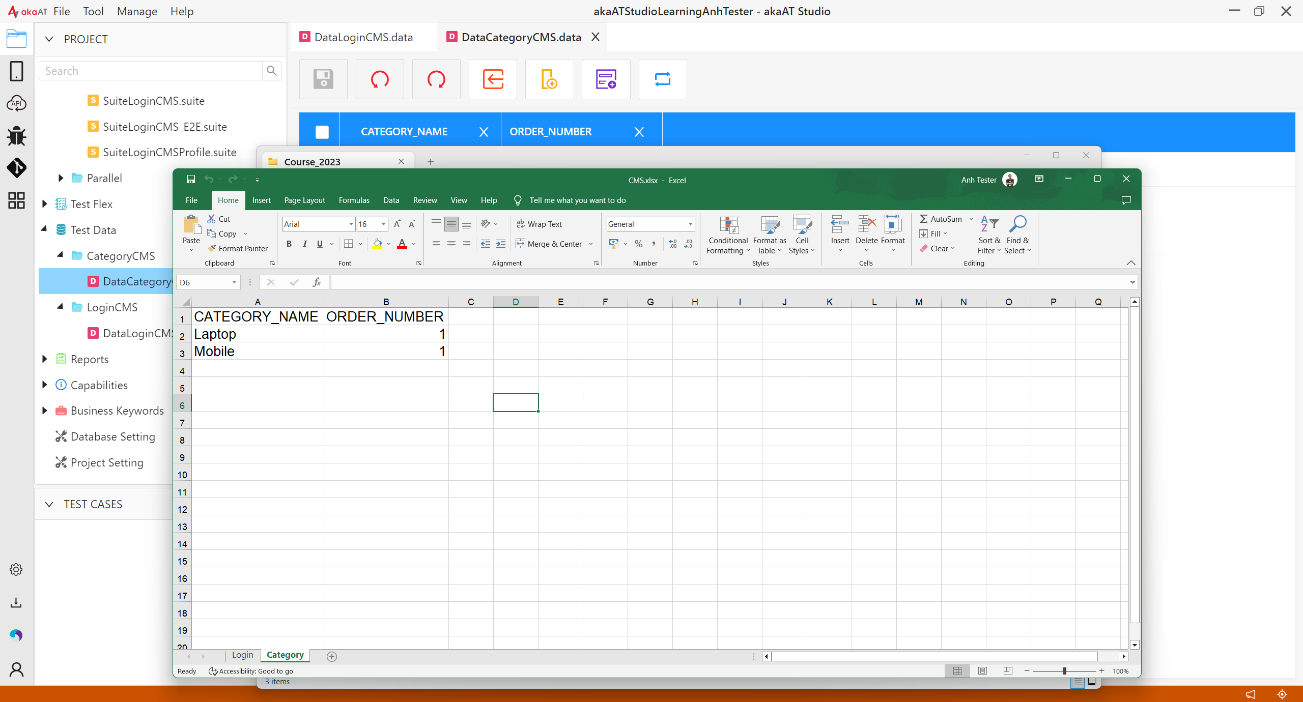 [akaAT Studio] Bài 13: Đọc data test từ Excel File với Test Data trên akaAT Studio | Anh Tester