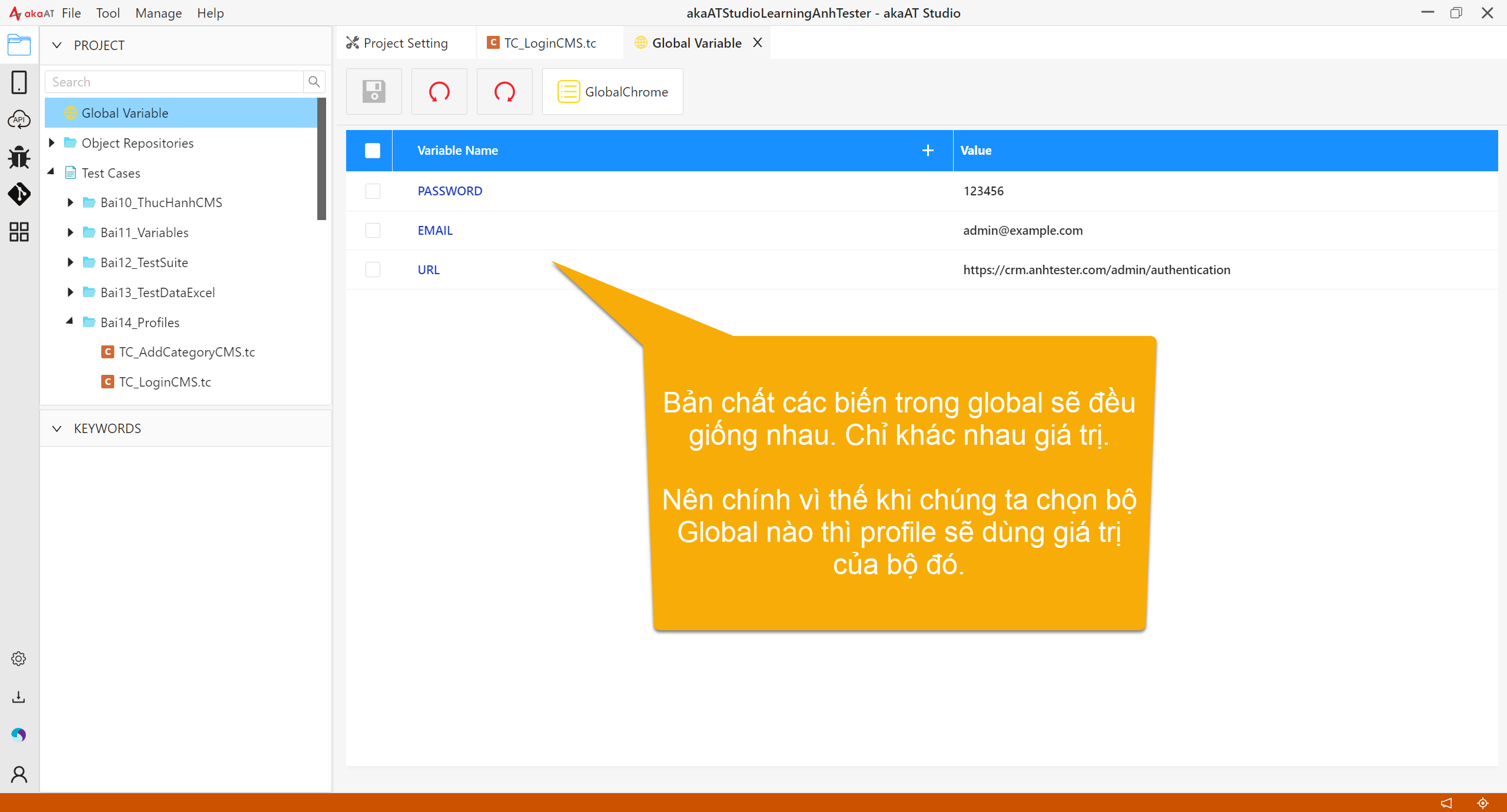 [akaAT Studio] Bài 14: Thay đổi bộ data test với Profiles trên akaAT Studio | Anh Tester