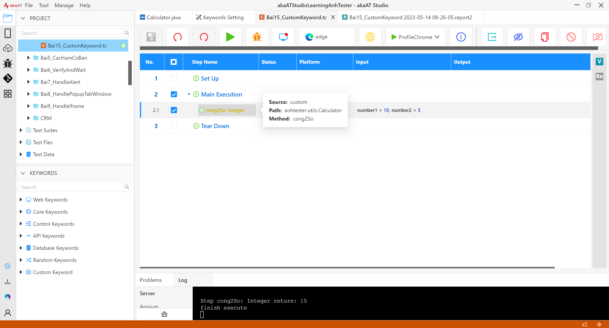 [akaAT Studio] Bài 15: Viết script với Custom Keyword trong akaAT Studio | Anh Tester