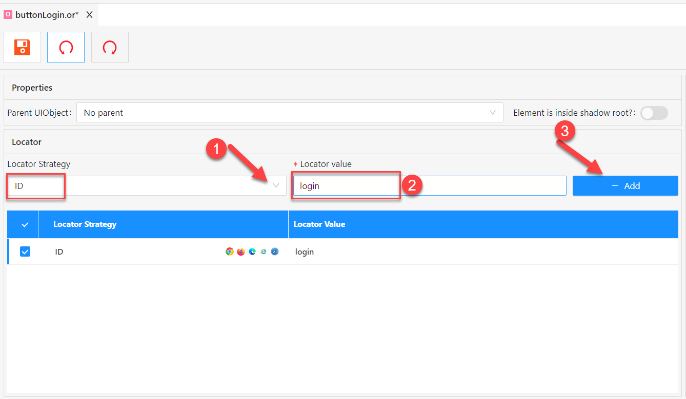 lưu locator dạng thuộc vào object trong Object Repository trên akaAT Studio