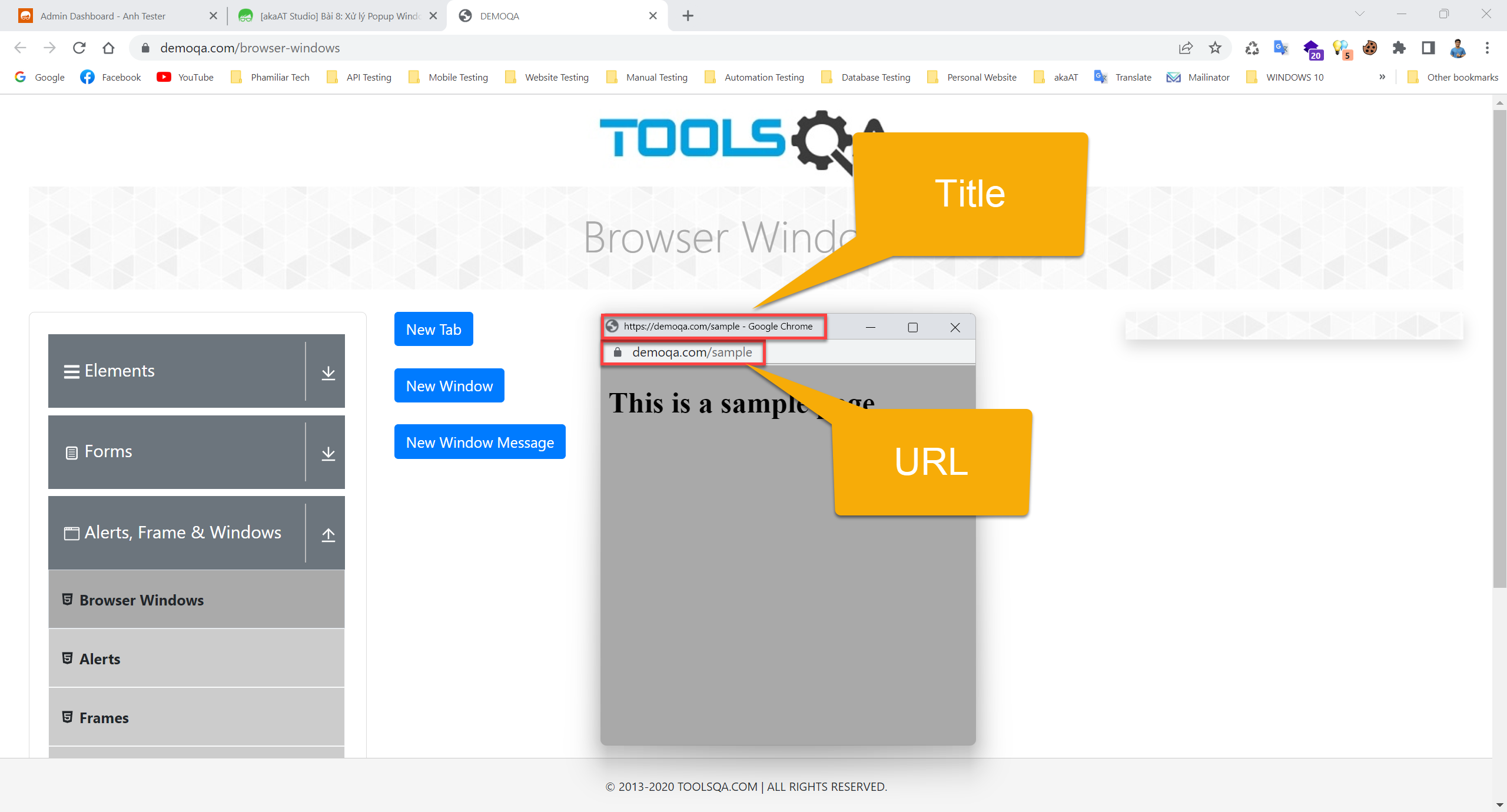 [akaAT Studio] Bài 8: Xử lý Popup Window và Tab trên website trong akaAT Studio | Anh Tester