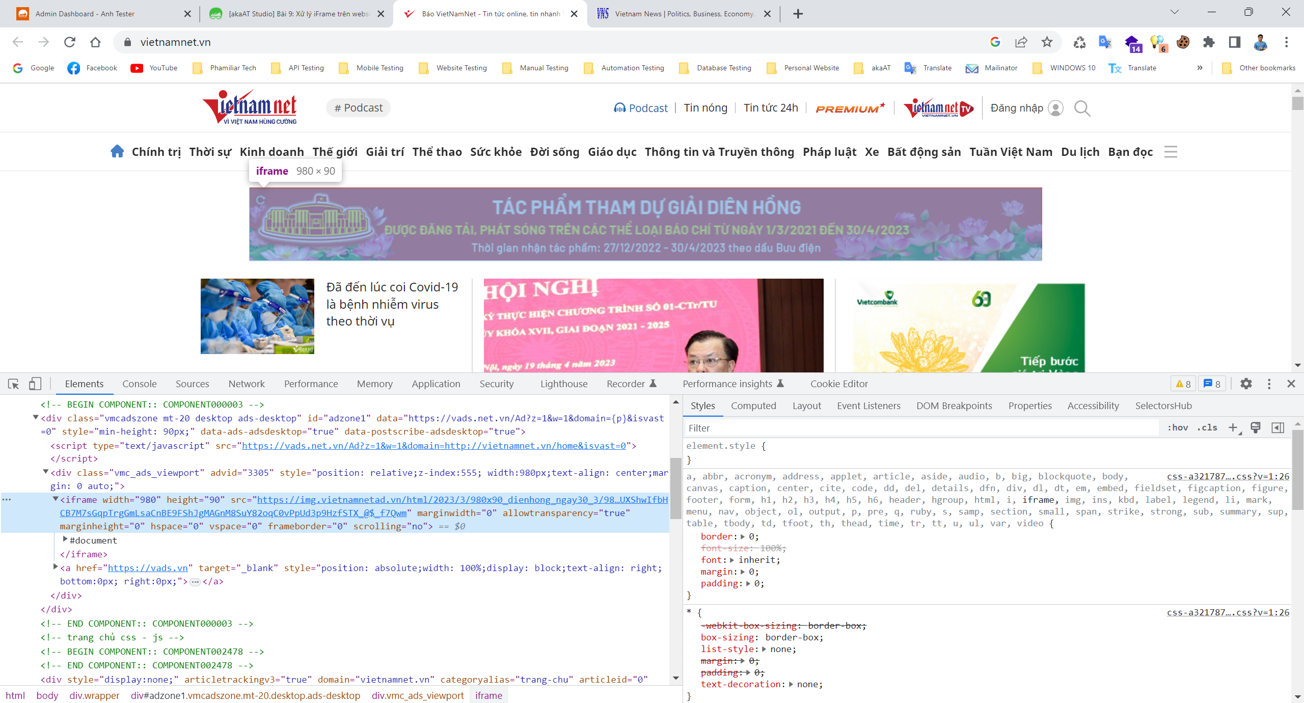 [akaAT Studio] Bài 9: Xử lý iFrame trên website trong akaAT Studio | Anh Tester