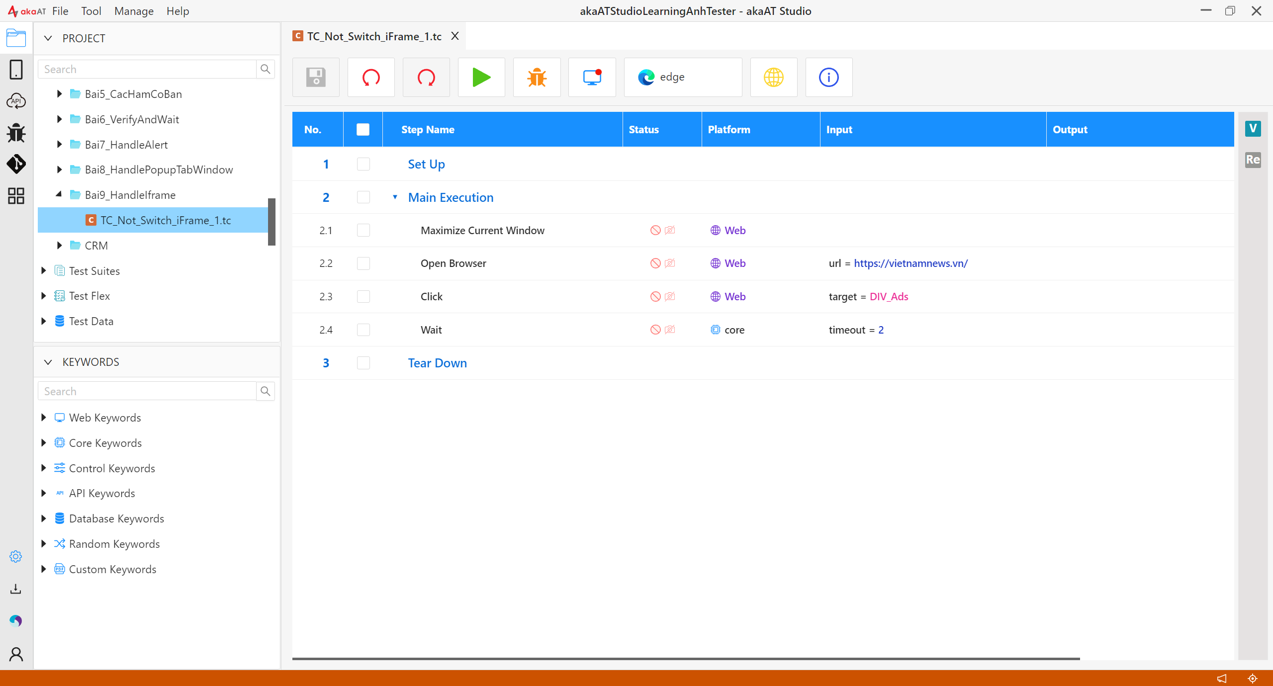 [akaAT Studio] Bài 9: Xử lý iFrame trên website trong akaAT Studio | Anh Tester