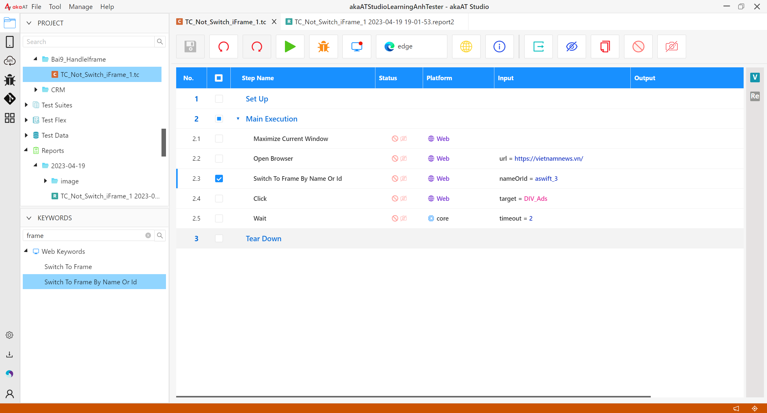 [akaAT Studio] Bài 9: Xử lý iFrame trên website trong akaAT Studio | Anh Tester