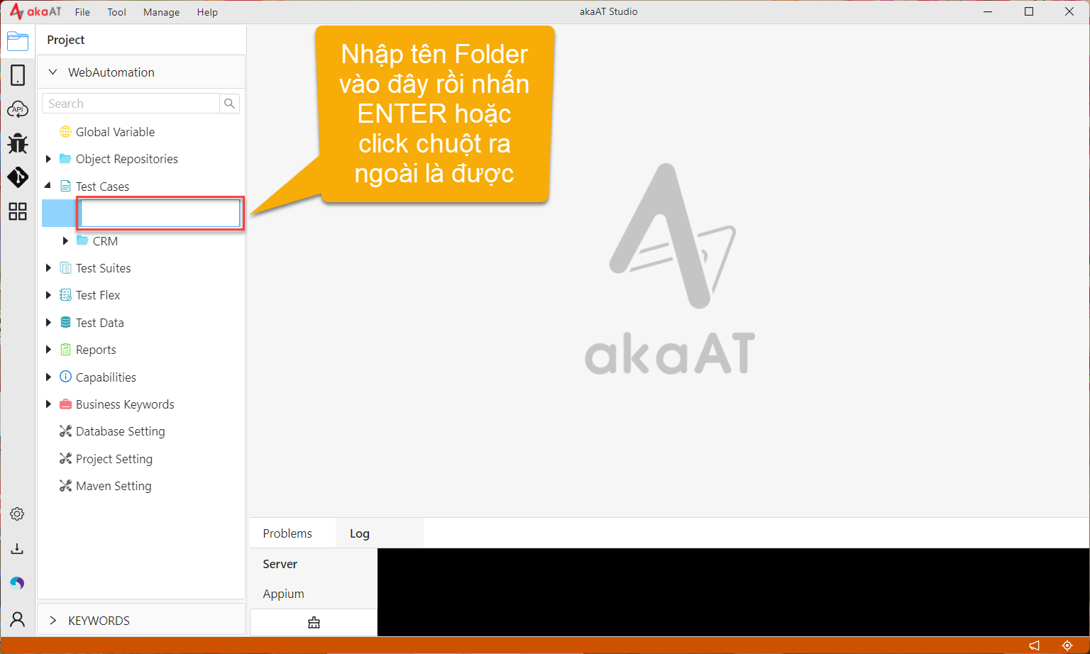Tạo test cases trên akaAT Studio