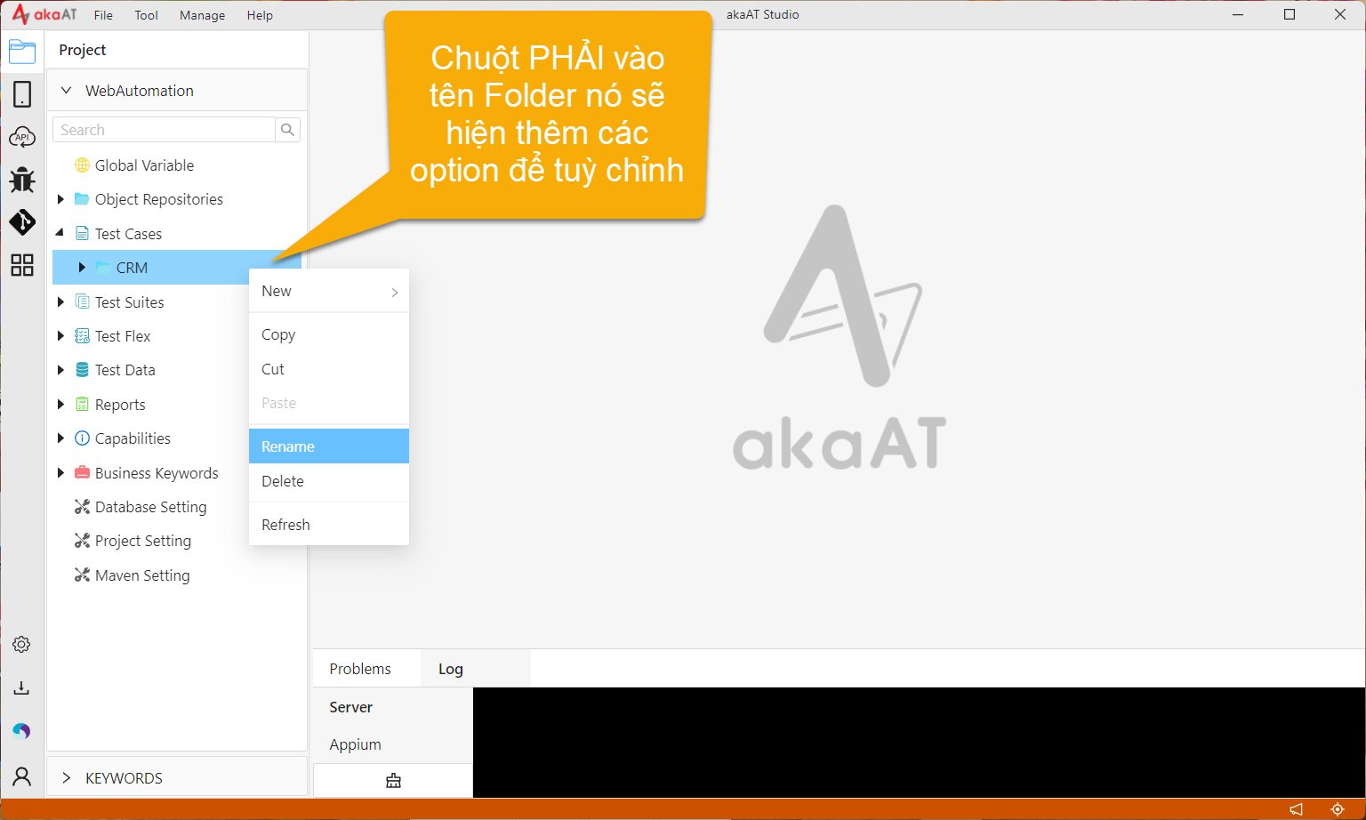 Tạo test cases trên akaAT Studio