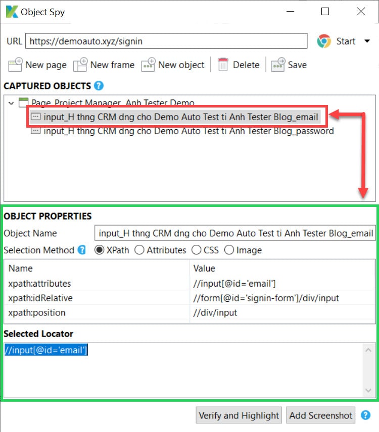 [Katalon] Bài 3: Sử dụng Spy Tool xác định Locators trong Katalon Studio | Anh Tester