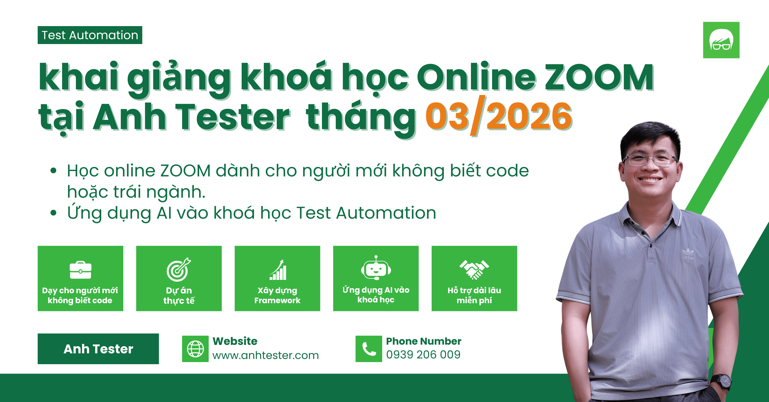 🚀Lịch khai giảng khoá học Online ZOOM tại Anh Tester tháng 3/2026