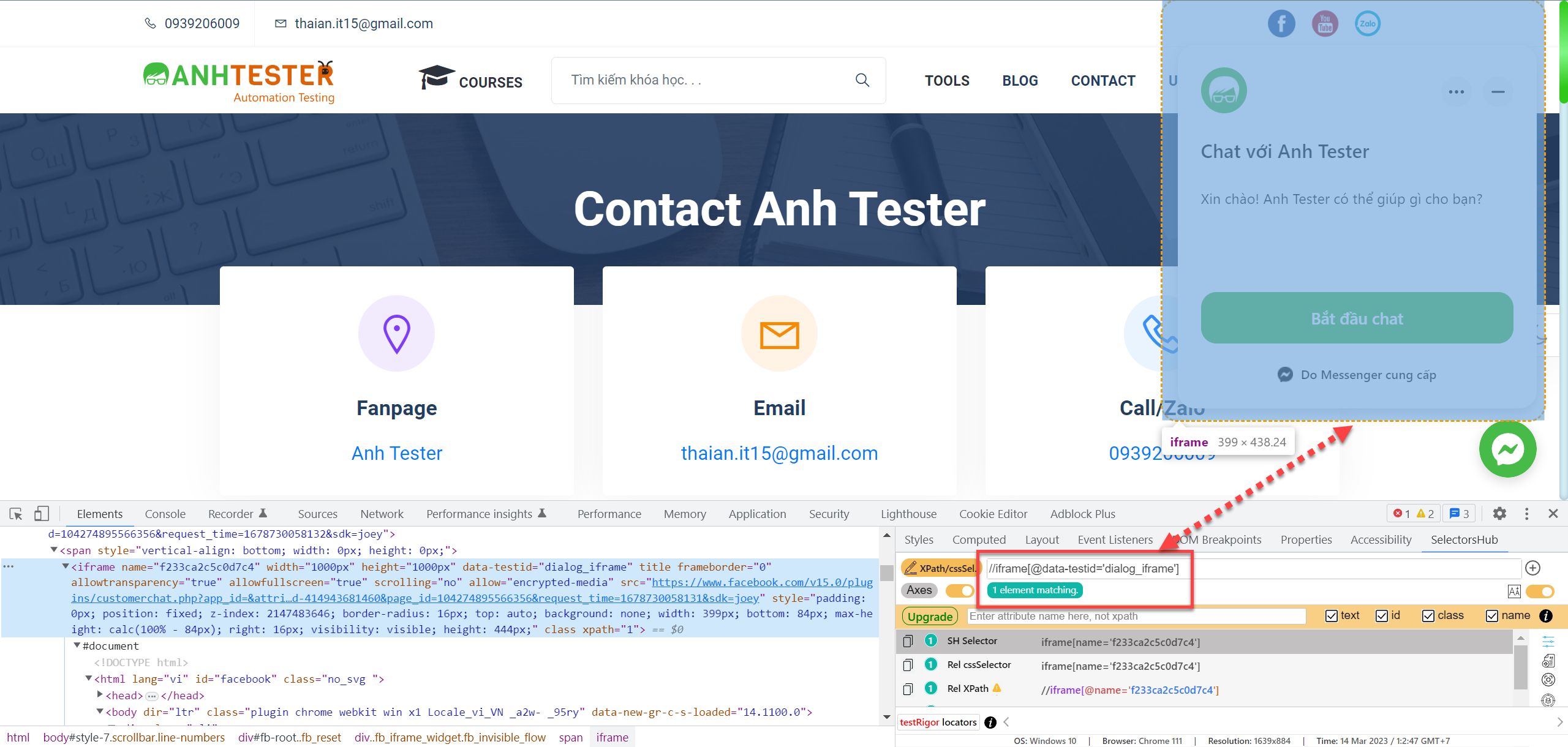 Handle Chatbox Messenger Facebook using Selenium | Anh Tester